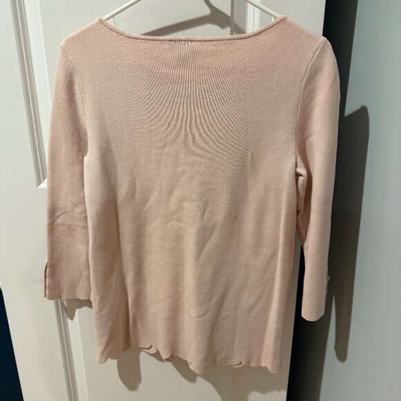Talbots pink 3/4 sleeve sweater with scallop details, medium - Picture 2 of 5